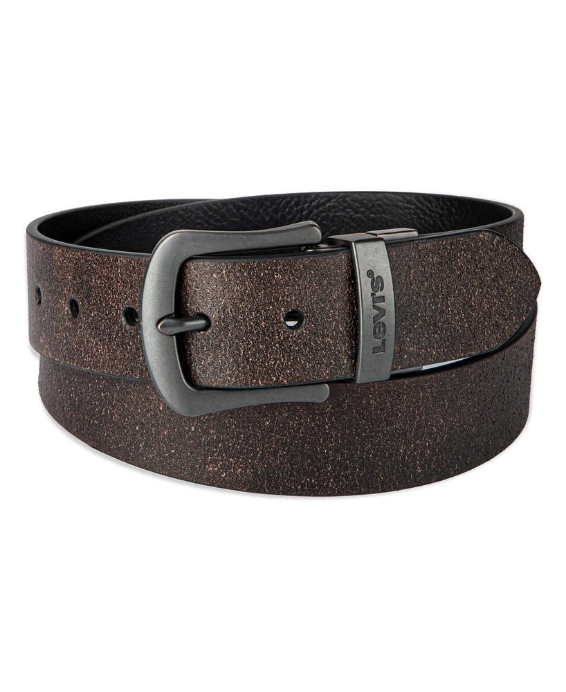 Levi's Men's Two-In-One Reversible Rugged Leather Jean Belt