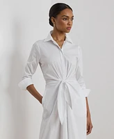 Lauren Ralph Women's Tie-Front Cotton-Blend Shirtdress