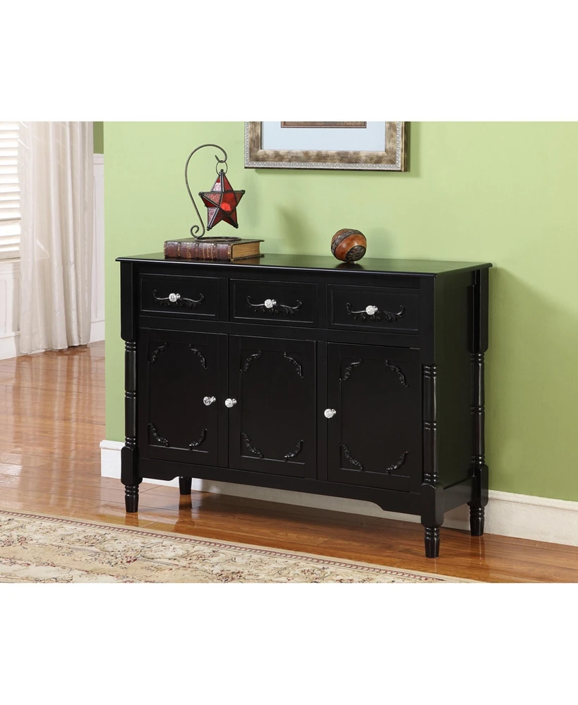 Kings Brand Furniture King's Brand Wood Console Sideboard Table with Drawers and Storage, Black Finish