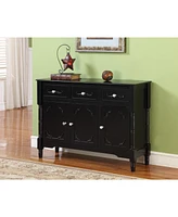 Kings Brand Furniture King's Brand Wood Console Sideboard Table with Drawers and Storage, Black Finish