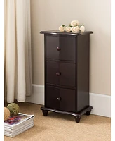 Kings Brand Furniture Norwalk 3-Drawer Accent Cabinet, Cherry