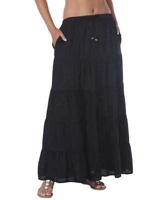 Raviya Women's Draw-Waist Tiered Skirt Cover-Up