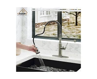 Casainc Pull Down Sprayer Kitchen Faucet with Infrared Sensor Induction Function and Deck Plate