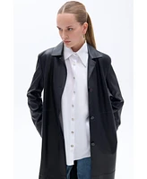 Nocturne Women's Belted Faux Leather Trench Coat