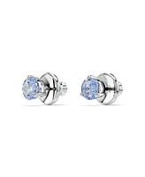 Swarovski Round Cut Rhodium Plated Solitaire Stud Earrings