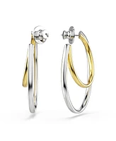 Swarovski Round Cut Mixed Metal Finish Hyperbola Hoop Earrings