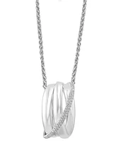 Effy Diamond Coil Crossover 18" Pendant Necklace (1/4 ct. t.w.) in Sterling Silver