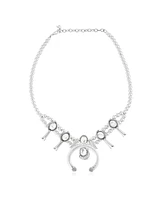 American West Jewelry Sterling Silver White Howlite Squash Blossom Necklace 17 to 20 Inches