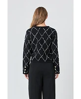endless rose Women's Diamond Pattern Knit