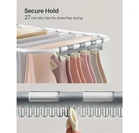 Slickblue Clothes Drying Rack with Sock Clips – Metal Foldable Laundry Airer, Height-Adjustable Gullwings, Space-Saving for Indoor & Outdoor Us