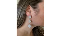 Rivka Friedman Rhodium Pave Triple Clover Dangle Earrings