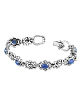 American West Jewelry Sterling Silver Lapis Gemstone Concha Link Bracelet