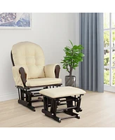 Gymax Baby Nursery Relax Rocker Rocking Chair Glider & Ottoman Set w/ Cushion