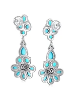 American West Jewelry Sterling Silver Blue Turquoise Chandelier Earrings