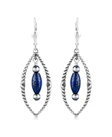 American West Jewelry Sterling Silver Marquise Lapis Dangle Earrings