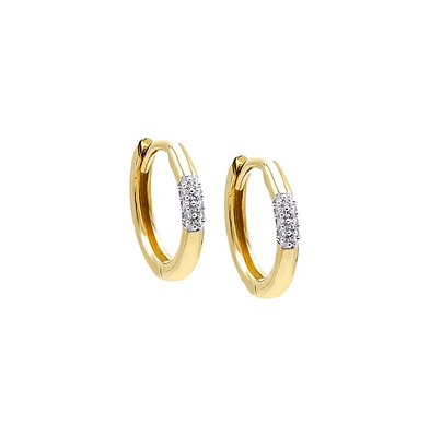 Pave Cz Accented Huggie Earring 14K