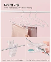 Slickblue Pants Hangers 30-Pack Clear Plastic Hangers with Adjustable Clips, Wide Shoulder Notches & 360 Swivel Hook, 16 x 8.9 Inches for Pants, Skirt