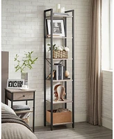 Slickblue Narrow 5-Tier Bookshelf, Small Multi-Tier Bookcase for Living Room & Bedroom