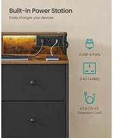 Slickblue Dresser for Bedroom with 9 Fabric Drawers, Led Lights, and Built-In Charging Station