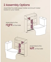 Slickblue Slim Bathroom Storage Cabinet with Toilet Paper Holder & Brush Compartment for Compact Bathrooms