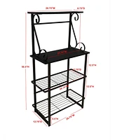 Kings Brand Furniture Covington Metal Kitchen Shelves Baker s Rack Microwave Stand, Pewter