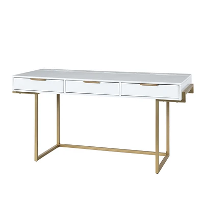 Guillen Modern Desk Swith Built in Outlet with 3 Drawer