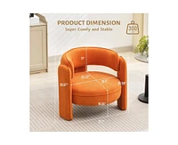 gaomon Mid Century Modern Accent Chair with Velvet Fabric,Barrel Armchair for Living Room,Comfy Upholstered Accent Sofa Chair with Armrest,Orange Bouc