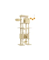 Slickblue 79.1-Inch Tall Cat Tree Multi-Level Large Condo with 4 Scratching Posts for Indoor Cats