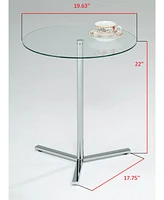 Kings Brand Furniture Cinerie Modern Chrome Metal and Clear Tempered Glass Accent Side End Table