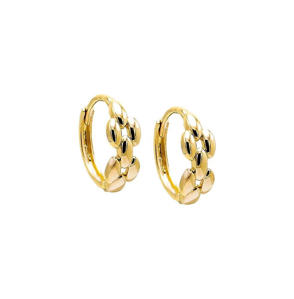 Solid Watch Link Huggie Earring 14K