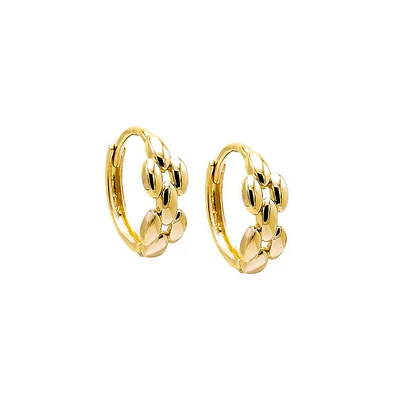 Solid Watch Link Huggie Earring 14K