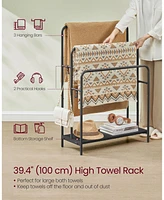 Slickblue Freestanding Towel Rack, 3-Tier Blanket Holder with Storage Shelf for Home Organization