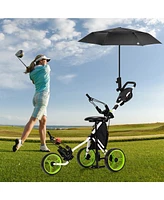 Gymax 3-Wheel Foldable Golf Push Pull Cart Trolley w/ Seat Adjustable Handle