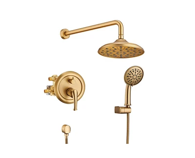 Casainc Wall Mount 2 Function Rainfall Shower System with 3 Setting Handheld, Rough-In Valve and Diverter