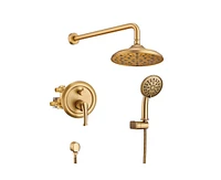 Casainc Wall Mount 2 Function Rainfall Shower System with 3 Setting Handheld, Rough-In Valve and Diverter