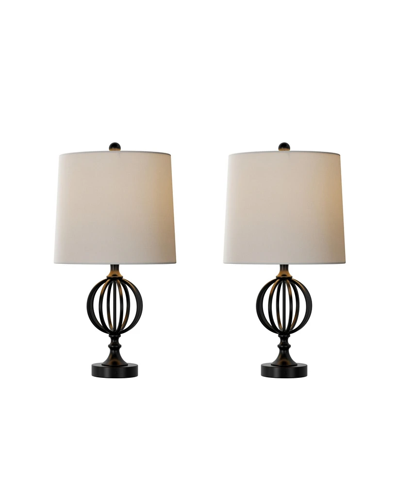 Lavish Home 25" Openwork Iron Orb Table Lamp Set