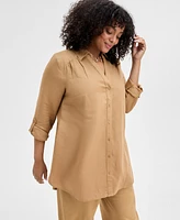 I.n.c. International Concepts Plus Linen-Blend Tunic, Exclusively at Macy's