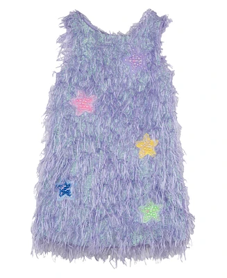 Sparkle & Shine Little Girls Iridescent and Feather Dress