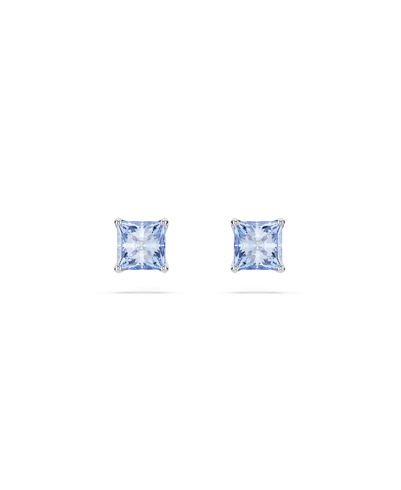 Swarovski Square Cut Rhodium Plated Matrix Stud Earrings