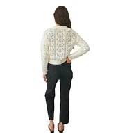 Paneros Clothing Women's Cotton Diana Pointelle Cardigan Oat