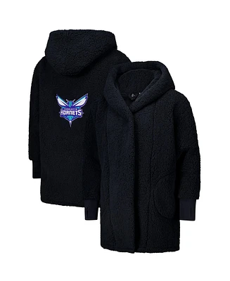 Jill Martin Men's and Women's The Best Lounger World Black Charlotte Hornets Oversized Open-Front Hoodie Sweater