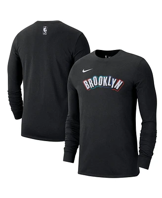 Nike Men's Black Brooklyn Nets 2024/25 City Edition Essential Logo Long Sleeve T-Shirt