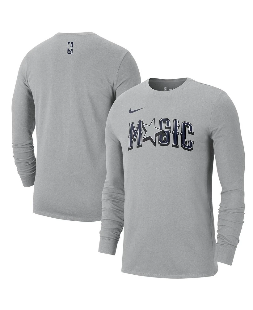 Nike Men's Silver Orlando Magic 2024/25 City Edition Essential Logo Long Sleeve T-Shirt