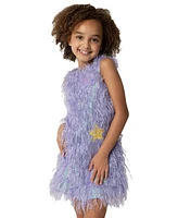 Sparkle & Shine Little Girls Iridescent and Feather Dress