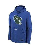 Nike Big Boys and Girls Royal Milwaukee Bucks 2024/25 City Edition Club Fleece Pullover Hoodie