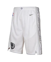 Nike Big Boys and Girls White Dallas Mavericks 2024/25 City Edition Swingman Performance Shorts