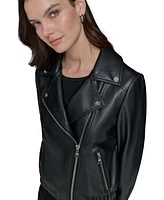 Karl Lagerfeld Paris Women's Faux-Leather Moto Jacket