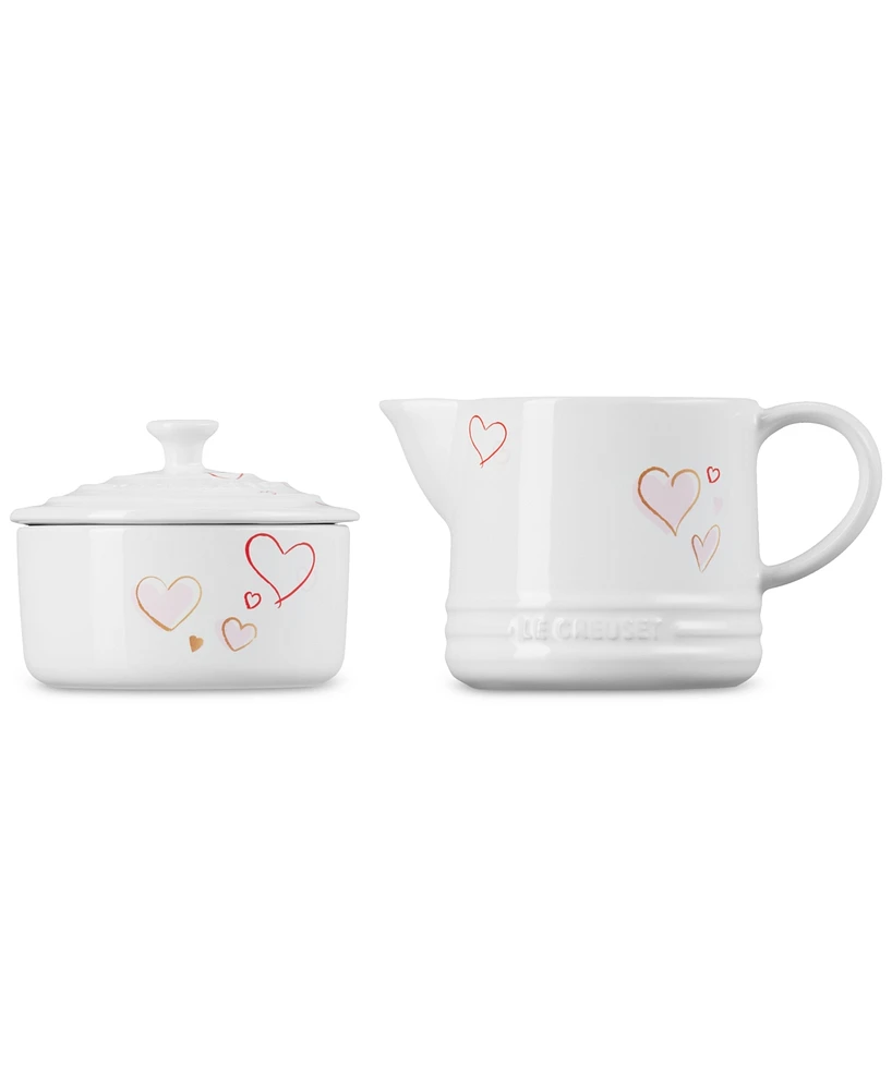 Le Creuset Stoneware Heart Cream Pitcher and Sugar Bowl Set