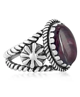 American West Jewelry Sterling Silver Purple Spiny Oyster Concha Flower Ring, Size 9