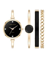 Anne Klein Women's Quartz Enamel and Gold-Tone Metal Alloy Bangle Watch Set